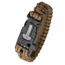 Load image into Gallery viewer, Multi-function Emergency Survival Parachute Cord Magnesium Flintstones Bracelet Outdoor Scraper Whistle Buckle Paracord Emergency Kit EDC Tools
