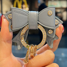 Load image into Gallery viewer, Metal Ring Car Keyring Gold Rhinestone Leather Bow Cute Keychain Accessories for Women Girls Motos Moto Car Key Holder
