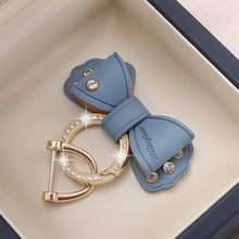 Load image into Gallery viewer, Metal Ring Car Keyring Gold Rhinestone Leather Bow Cute Keychain Accessories for Women Girls Motos Moto Car Key Holder
