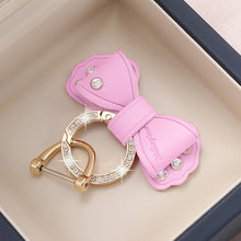 Load image into Gallery viewer, Metal Ring Car Keyring Gold Rhinestone Leather Bow Cute Keychain Accessories for Women Girls Motos Moto Car Key Holder
