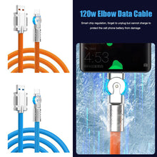 Load image into Gallery viewer, 120W ultra fast charging cable180 °rotatable liquid silicone game cable suitable for rotating charging cable of Xiaomi iPhone

