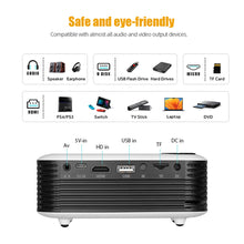 Load image into Gallery viewer, A2000 Mini Video Projector LED Portable Home Theater Laser Beamer Cinema with USB HD Port for Full HD 1080P 4K SmartPhone

