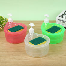 Load image into Gallery viewer, Soap Dispenser and Scrubber Holder with Sponge 2 in 1 Practical Kitchen Dishwasher Pump Dispenser Press for Home
