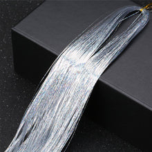 Load image into Gallery viewer, Women Tinsel Kit Glitter Wigs One Clip-in Hair Extension Tinsel Laser Wire Color Highlight Dyed Seamless Tinsel Hair Wig Patches
