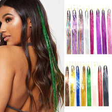 Load image into Gallery viewer, Women Tinsel Kit Glitter Wigs One Clip-in Hair Extension Tinsel Laser Wire Color Highlight Dyed Seamless Tinsel Hair Wig Patches
