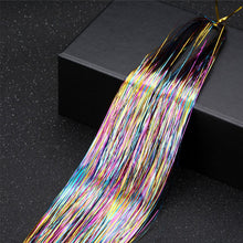 Load image into Gallery viewer, Women Tinsel Kit Glitter Wigs One Clip-in Hair Extension Tinsel Laser Wire Color Highlight Dyed Seamless Tinsel Hair Wig Patches

