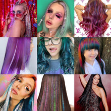 Load image into Gallery viewer, Women Tinsel Kit Glitter Wigs One Clip-in Hair Extension Tinsel Laser Wire Color Highlight Dyed Seamless Tinsel Hair Wig Patches
