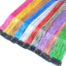 Load image into Gallery viewer, Hair Women Wigs One Clip-in Hair Extension Glitter Tinsel Laser Wire Color Highlight Dyed Seamless Wig Patch Tinsel Hair
