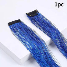 Load image into Gallery viewer, Hair Women Wigs One Clip-in Hair Extension Glitter Tinsel Laser Wire Color Highlight Dyed Seamless Wig Patch Tinsel Hair
