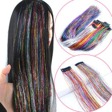 Load image into Gallery viewer, Hair Women Wigs One Clip-in Hair Extension Glitter Tinsel Laser Wire Color Highlight Dyed Seamless Wig Patch Tinsel Hair
