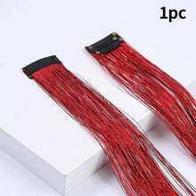 Load image into Gallery viewer, Hair Women Wigs One Clip-in Hair Extension Glitter Tinsel Laser Wire Color Highlight Dyed Seamless Wig Patch Tinsel Hair

