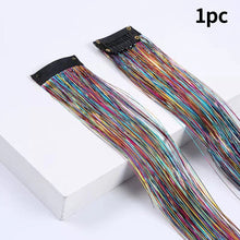 Load image into Gallery viewer, Hair Women Wigs One Clip-in Hair Extension Glitter Tinsel Laser Wire Color Highlight Dyed Seamless Wig Patch Tinsel Hair
