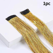 Load image into Gallery viewer, Hair Women Wigs One Clip-in Hair Extension Glitter Tinsel Laser Wire Color Highlight Dyed Seamless Wig Patch Tinsel Hair
