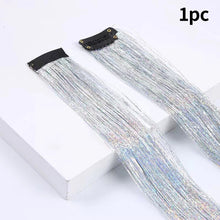 Load image into Gallery viewer, Hair Women Wigs One Clip-in Hair Extension Glitter Tinsel Laser Wire Color Highlight Dyed Seamless Wig Patch Tinsel Hair
