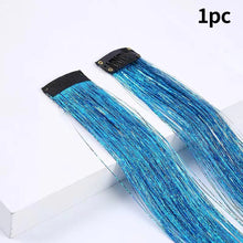 Load image into Gallery viewer, Hair Women Wigs One Clip-in Hair Extension Glitter Tinsel Laser Wire Color Highlight Dyed Seamless Wig Patch Tinsel Hair

