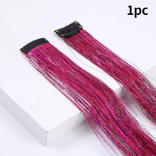 Load image into Gallery viewer, Hair Women Wigs One Clip-in Hair Extension Glitter Tinsel Laser Wire Color Highlight Dyed Seamless Wig Patch Tinsel Hair
