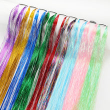 Load image into Gallery viewer, Straight Hair Women Wigs One Clip-in Hair Extension PET Laser Wire Color Seamless Highlight Dyed Wig Patch Tinsel Hair
