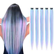 Load image into Gallery viewer, Straight and Curly Hair Women Wigs One Clip-in Hair Extension Mixed Color Seamless Highlight Dyed Gradient Wig Patch
