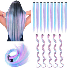Load image into Gallery viewer, Straight and Curly Hair Women Wigs One Clip-in Hair Extension Mixed Color Seamless Highlight Dyed Gradient Wig Patch
