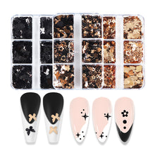 Load image into Gallery viewer, 6 Grids 3D Acrylic Laser Butterfly Enhancements Nail Art Sequins Rabbit Heart Star Sequins Decoration Accessories
