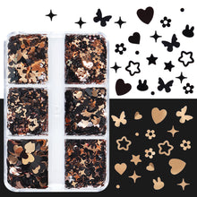 Load image into Gallery viewer, 6 Grids 3D Acrylic Laser Butterfly Enhancements Nail Art Sequins Rabbit Heart Star Sequins Decoration Accessories

