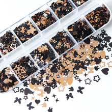 Load image into Gallery viewer, 12 Grids 3D Acrylic Laser Butterfly Enhancements Nail Art Sequins Rabbit Heart Star Sequins Decoration Accessories
