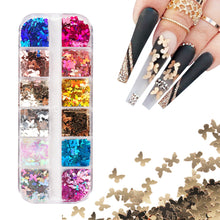 Load image into Gallery viewer, 12 Grids 3D Acrylic Laser Butterfly Enhancements Nail Art Sequins Nail Art 5MM Gradient Sequins Decoration Accessories
