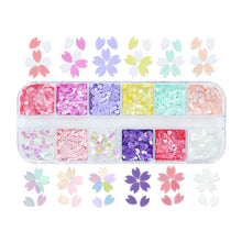 Load image into Gallery viewer, 12 Grids 3D Acrylic Flower Nail Sequins Decoration Mixed Beautiful Light Cherry Blossom Petals Nail Art Supplies Professional Accessories
