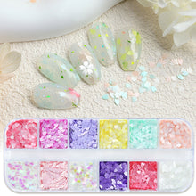 Load image into Gallery viewer, 12 Grids 3D Acrylic Flower Nail Sequins Decoration Mixed Beautiful Light Cherry Blossom Petals Nail Art Supplies Professional Accessories
