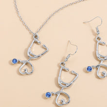 Load image into Gallery viewer, Stethoscope Heartbeat Choker Necklace Earrings Women Love Heart Necklaces Pendants Nurse Doctor Lover Jewelry Set Gifts
