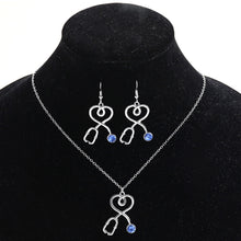 Load image into Gallery viewer, Stethoscope Heartbeat Choker Necklace Earrings Women Love Heart Necklaces Pendants Nurse Doctor Lover Jewelry Set Gifts
