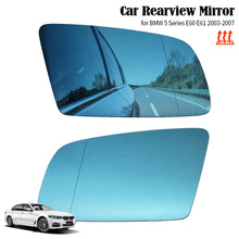 Load image into Gallery viewer, Car Side Wing Mirror Glass Heated Blue Convex Rear View Fitment for For BMW 5 Series E60 E61 2003-2007 Left Right OE:51167251649 / 51167251650
