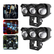 Load image into Gallery viewer, 30W 3 Lens Motorcycle Headlight LED Hi/Low Beam Spot Light White Yellow Fog Light Auxiliary Headlamp Work Light Accessories
