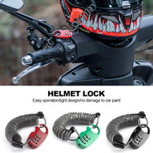 Load image into Gallery viewer, Mini Motorcycle Helmet Locks Bicycle Lock Anti-theft Bike Lock Password Lock Cycling Moto Helmet Lock with 90cm Ultralight Flexible
