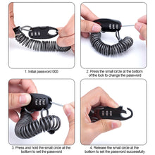 Load image into Gallery viewer, Mini Motorcycle Helmet Locks Bicycle Lock Anti-theft Bike Lock Password Lock Cycling Moto Helmet Lock with 90cm Ultralight Flexible
