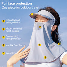 Load image into Gallery viewer, UPF50+ Visor Shoulder Neck Sunscreen Mask Long Three-Dimensional Eye Protection Angle Facekini Ice Silk 360° UV Veil Visor Neck Integrated Outdoor Riding Professional Sun Protection Equipment
