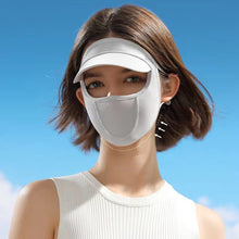 Load image into Gallery viewer, UPF50+ UV Protection Hat Mask Integrated Sunscreen Device Outdoor Riding Cover The Whole Face Against Light Aging Ice Silk Mask

