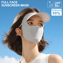 Load image into Gallery viewer, UPF50+ UV Protection Hat Mask Integrated Sunscreen Device Outdoor Riding Cover The Whole Face Against Light Aging Ice Silk Mask
