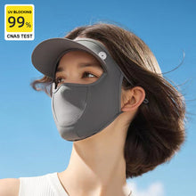 Load image into Gallery viewer, UPF50+ UV Protection Hat Mask Integrated Sunscreen Device Outdoor Riding Cover The Whole Face Against Light Aging Ice Silk Mask
