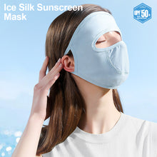 Load image into Gallery viewer, UPF50+ Full Face Sunscreen Mask With Brim Removable UV Protection Ice Silk Hanging Ears Adjustable Dust Breathing Mask Outdoor Riding Fishing Sunscreen Equipment
