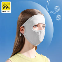 Load image into Gallery viewer, UPF50+ Full Face Sunscreen Mask With Brim Removable UV Protection Ice Silk Hanging Ears Adjustable Dust Breathing Mask Outdoor Riding Fishing Sunscreen Equipment
