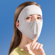 Load image into Gallery viewer, UPF50+ Full Face Sunscreen Mask With Brim Removable UV Protection Ice Silk Hanging Ears Adjustable Dust Breathing Mask Outdoor Riding Fishing Sunscreen Equipment
