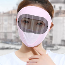 Load image into Gallery viewer, UPF50+UV Protection Black White Double Lenses Full Face Sunscreen Mask Cool Breathable Thin Ice Silk Mask Outdoor Riding And Driving Against Light Aging Goggles Mask
