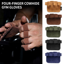 Load image into Gallery viewer, Four-Finger Cowhide Fitness Gloves Non-Slip Anti-Cocoon Pull-Up Horizontal Bar Weightlifting Assistance Hard Pull Hand Protection Sports Fitness Equipment
