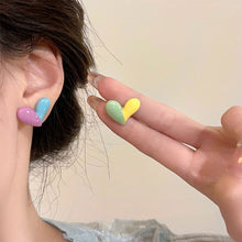 Load image into Gallery viewer, Color Matching Heart Earrings Women Temperamental Versatile Alloy Colorful Earrings Ear Studs Jewelry Gift
