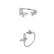Load image into Gallery viewer, Creative Butterfly Opening Adjustable Ring Shiny Zircon Butterfly Ring Temperamental Alloy Ring Jewelry
