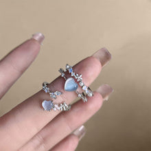 Load image into Gallery viewer, Zircon Opening Adjustable Alloy Ring Fashionable Versatile Blue Heart Shaped Ring Women Jewelry Accessory
