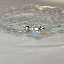 Load image into Gallery viewer, Zircon Opening Adjustable Alloy Ring Fashionable Versatile Blue Heart Shaped Ring Women Jewelry Accessory
