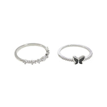 Load image into Gallery viewer, Shiny Black Zircon Butterfly Ring Simple Personalized Alloy Ring Niche Jewelry Accessory for Women
