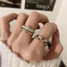 Load image into Gallery viewer, Enamel Checkerboard Ring Opening Adjustable Irregular Peak Ring Personalized Unique Alloy Ring Jewelry
